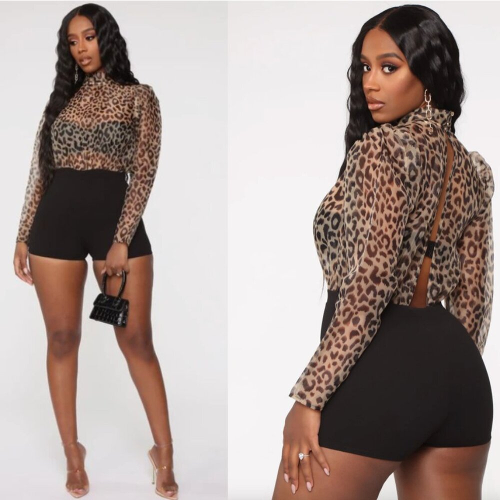 Fashion Nova NWT The Purrfect Romper size L